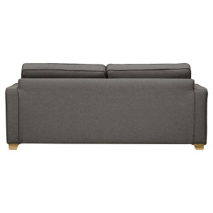 Canapé 3 places en tissu gris dossier capitonné pieds bois L. 190 cm - PRETTY - vue de dos