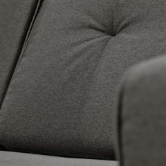 Canapé 3 places en tissu gris dossier capitonné pieds bois L. 190 cm - PRETTY - zoom coussin capitonné