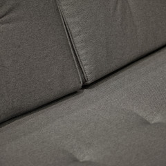 Canapé convertible 3 places en tissu gris dossier capitonné pieds bois L. 190 cm - PRETTY -  zoom tissu