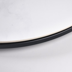 Table basse ronde gigogne en céramique blanc marbré et métal noir - ODESSA - zoom plateau céramoique marbré