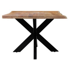 Table de repas en bois d'acacia massif et pied central métal - 180 x 90 cm - WOOD