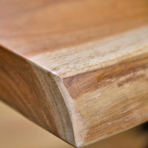 Table de repas en bois d'acacia massif et pied central métal - 200 x 100 cm - WOOD