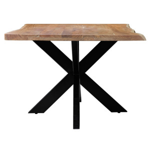 Table de repas en bois d'acacia massif et pied central métal - 220 x 100 cm - WOOD