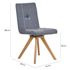 Chaise rotative en tissu & piètement en chêne - 3 coloris - HORTENSE