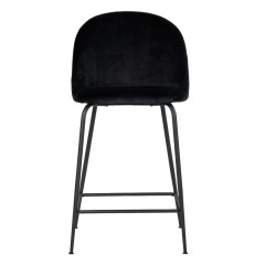 Lot de 2 chaises de bar en velours avec piètement en métal noir - Noir - vue de face - CLEA