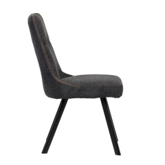 Chaise en tissu chiné avec liseré & pieds en métal - gris anthracite - vue de profil - DENIZA