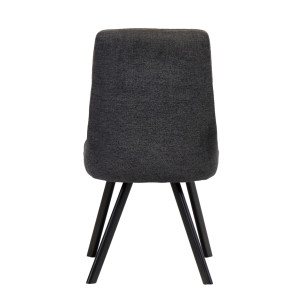 Chaise en tissu chiné avec liseré & pieds en métal - gris anthracite - vue de dos - DENIZA