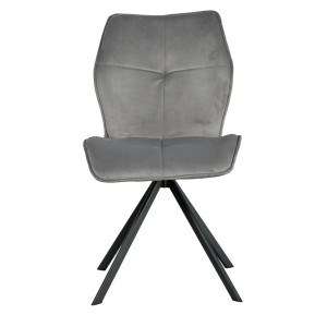 Chaise rotative 360° bicolore en velours et tissu & pieds en métal - gris - vue de face - FLORENCE