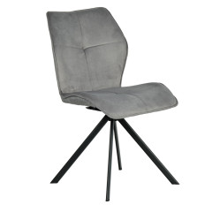 Chaise rotative 360° bicolore en velours et tissu & pieds en métal - gris - vue 3/4 - FLORENCE