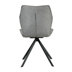 Chaise rotative 360° bicolore en velours et tissu & pieds en métal - gris - vue de dos - FLORENCE
