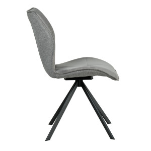 Chaise rotative 360° bicolore en velours et tissu & pieds en métal - gris - vue de profil - FLORENCE