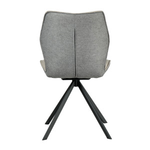 Chaise rotative 360° bicolore en velours et tissu & pieds en métal - beige - vue de dos - FLORENCE