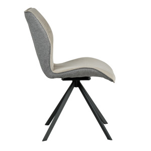 Chaise rotative 360° bicolore en velours et tissu & pieds en métal - beige - vue de profil - FLORENCE