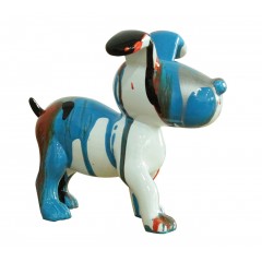 Petit chien sculpture décorative bleue et noire - design moderne contemporain H14 cm - SNOOP 3