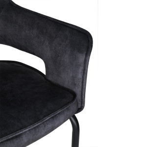 Chaise design en tissu velours & piétement métal - coloris noir - PORTO