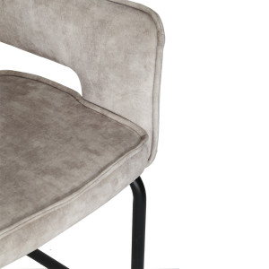 Chaise design en tissu velours & piétement métal - coloris écru - PORTO