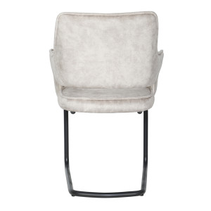 Chaise design en tissu velours & piétement métal - coloris écru - PORTO