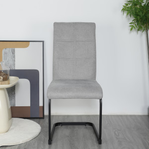Chaise en tissu avec pied luge en métal - gris - FABIO