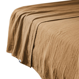 Drap plat en gaze de coton 240 x 300 cm - Camel - GAIA