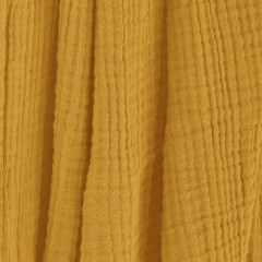 Plaid 180x220 cm en gaze de coton avec franges - jaune safran - GAIA