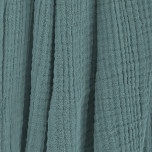 Plaid 180x220 cm en gaze de coton avec franges - vert canard - GAIA