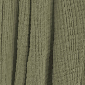 Plaid 180x220 cm en gaze de coton avec franges - vert romarin - GAIA