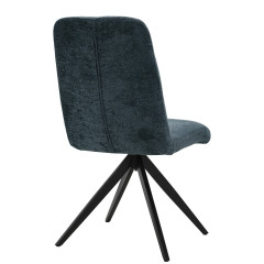 Chaise rotative 360° capitonnée en tissu et pieds métal - bleu marine - LILA