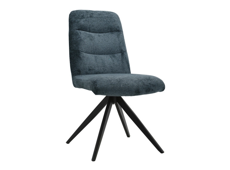 Chaise rotative 360° capitonnée en tissu et pieds métal - bleu marine - LILA