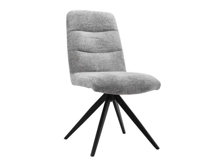 Chaise rotative 360° capitonnée en tissu et pieds métal - gris - LILA
