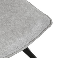Chaise ergonomique velours et pieds croix métal - gris clair - LISBONNE