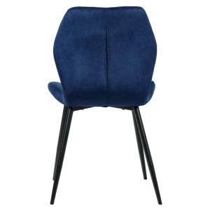 Chaise rembourrée en velours et pieds métal - bleu foncé - FAUSTINE