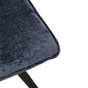 Chaise ergonomique velours et pieds croix métal - bleu foncé - LISBONNE