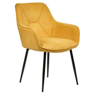 Chaise en tissu avec accoudoirs et pieds métal noir - jaune - MIKI