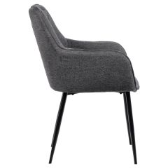 Chaise en tissu avec accoudoirs et pieds métal noir - gris - MIKI
