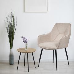 Chaise en tissu avec accoudoirs et pieds métal noir - beige - MIKI