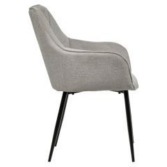 Chaise en tissu avec accoudoirs et pieds métal noir - 4 coloris - MIKI
