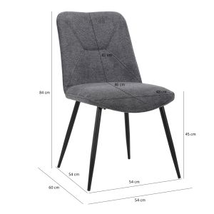 Chaise en tissu avec pieds fins en métal - gris foncé - PERRINE