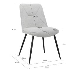 Chaise en tissu avec pieds fins en métal - gris clair - PERRINE