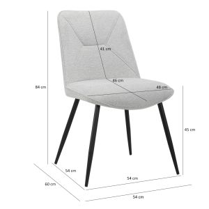 Chaise en tissu avec pieds fins en métal - gris clair - PERRINE