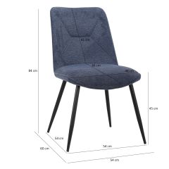 Chaise en tissu avec pieds fins en métal - bleu - PERRINE