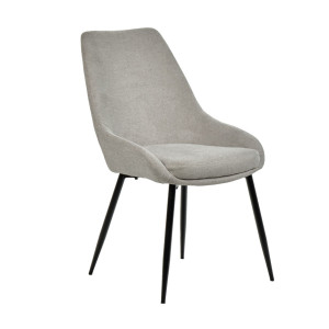 Chaise en tissu avec pieds fins en métal noir - gris clair - MONDO
