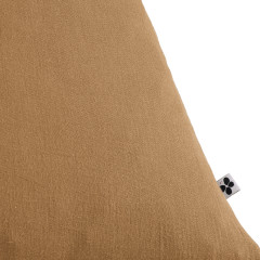 Coussin en gaze de coton 40 x 40 cm à pompons - camel - GAIA