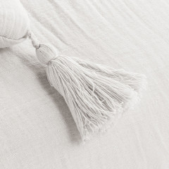 Coussin en gaze de coton 40 x 40 cm à pompons - blanc chantilly - GAIA