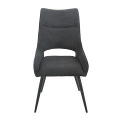 Chaise en lin avec pieds fins en métal noir - gris anthracite - CHICAGO
