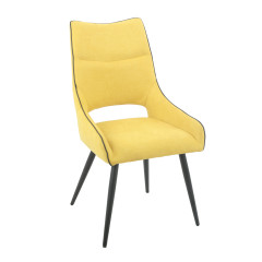 Chaise en lin avec pieds fins en métal noir - jaune - CHICAGO