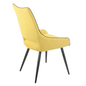 Chaise en lin avec pieds fins en métal noir - jaune - CHICAGO
