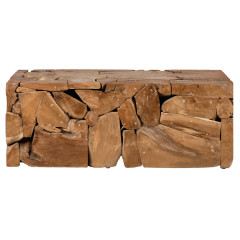 Table basse rectangulaire 120 x 60 cm en bois de teck - KAMI