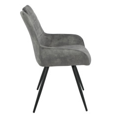 Chaise avec accoudoirs et pieds fins en métal noir - gris - ROSA
