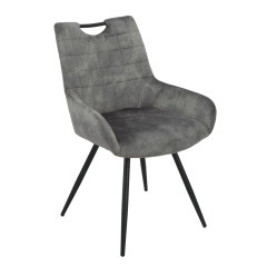 Chaise avec accoudoirs et pieds fins en métal noir - gris - ROSA
