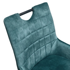 Chaise avec accoudoirs et pieds fins en métal noir - bleu - ROSA